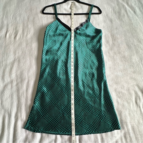 Vintage Body Drama Dress Womens M Green Black Houndstooth Slip 90s Y2k Retro - Picture 4 of 9